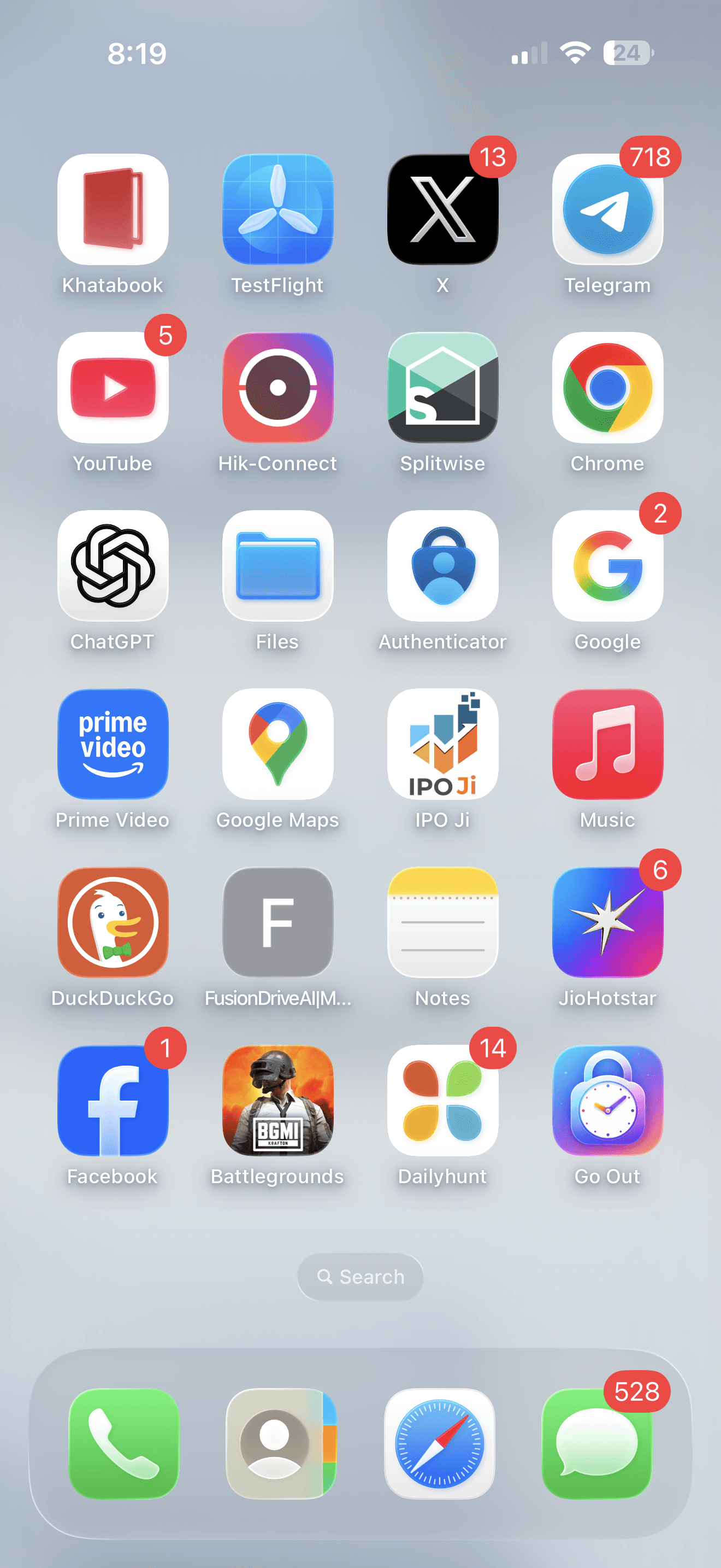 iPhone home screen showing the Go Out ScreenTime app icon.